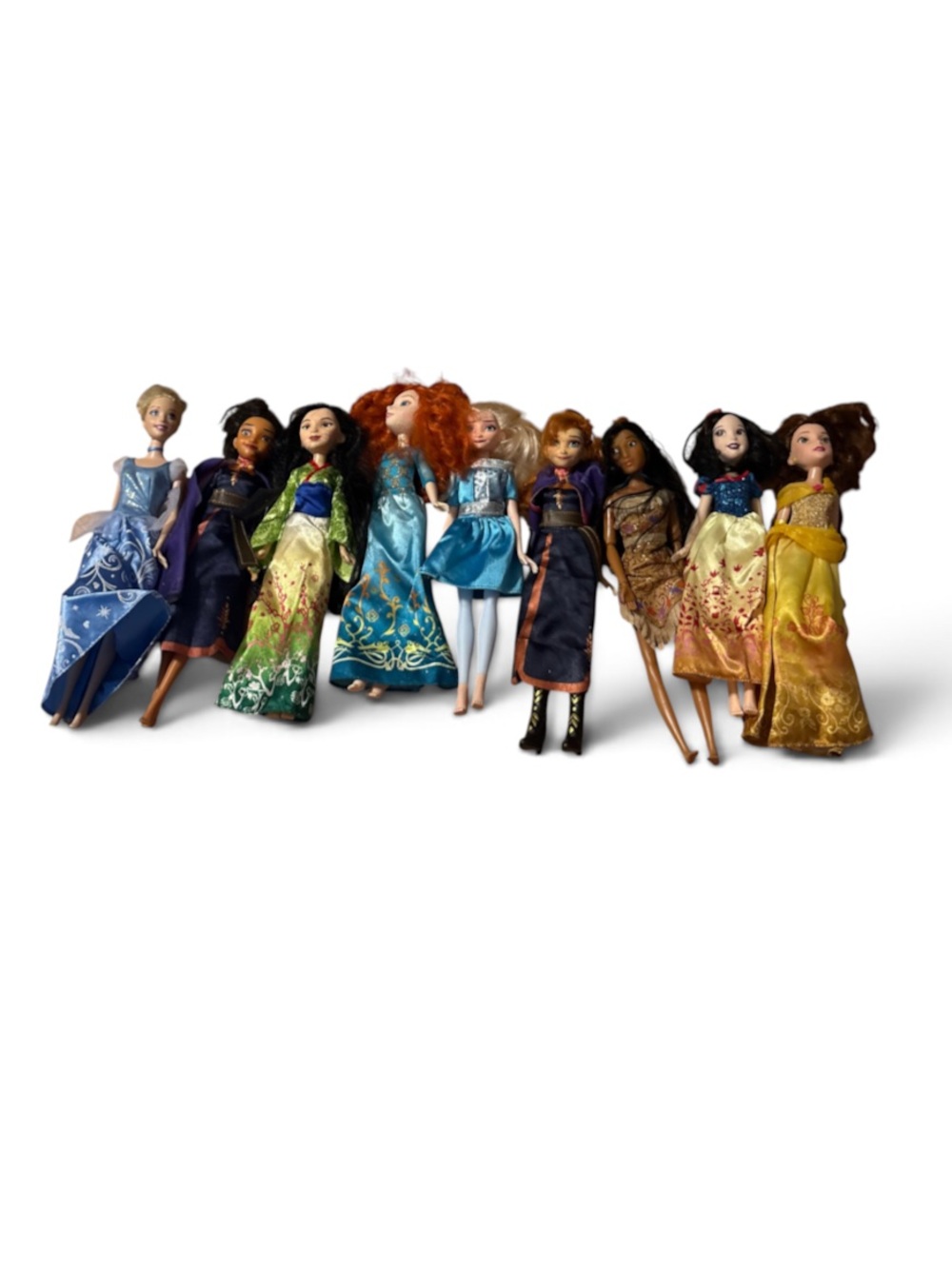 Disney Princess Dolls Set Cinderella Mulan Merida Elsa Anna Pocahontas Belle